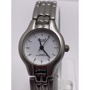 Acuet Womens Silver Tone Quartz Watch Works New Battery